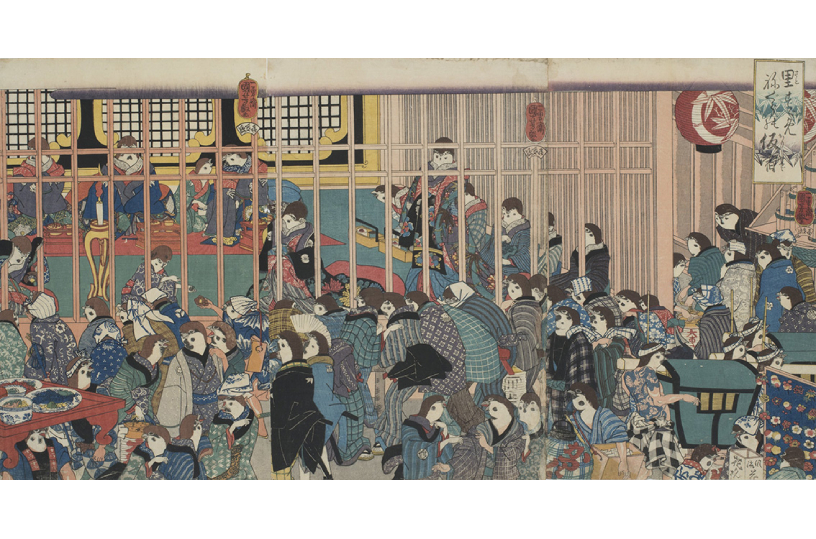 歌川国芳「里すゞめねぐらの仮宿」 名古屋市博物館蔵（高木繁コレクション）