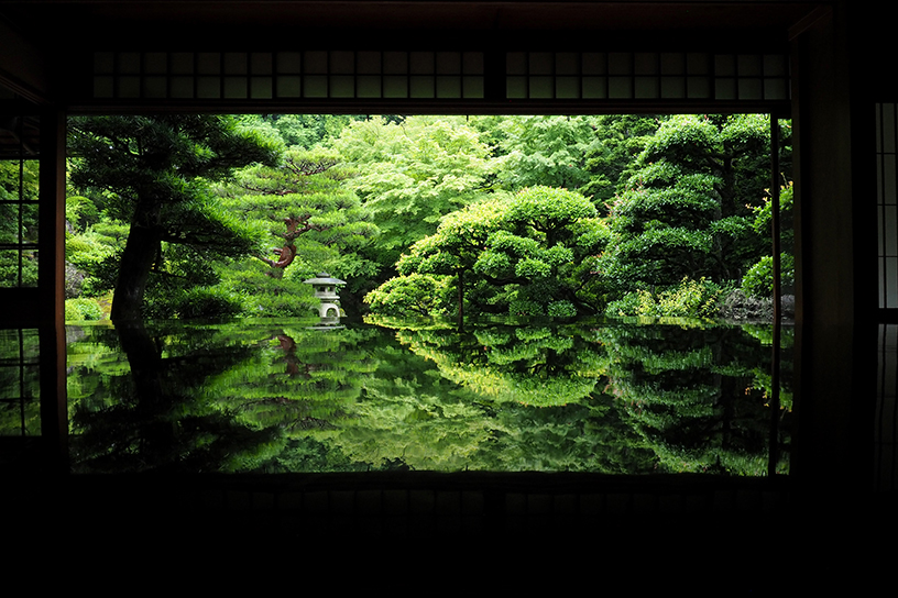 幻想的な庭鏡。