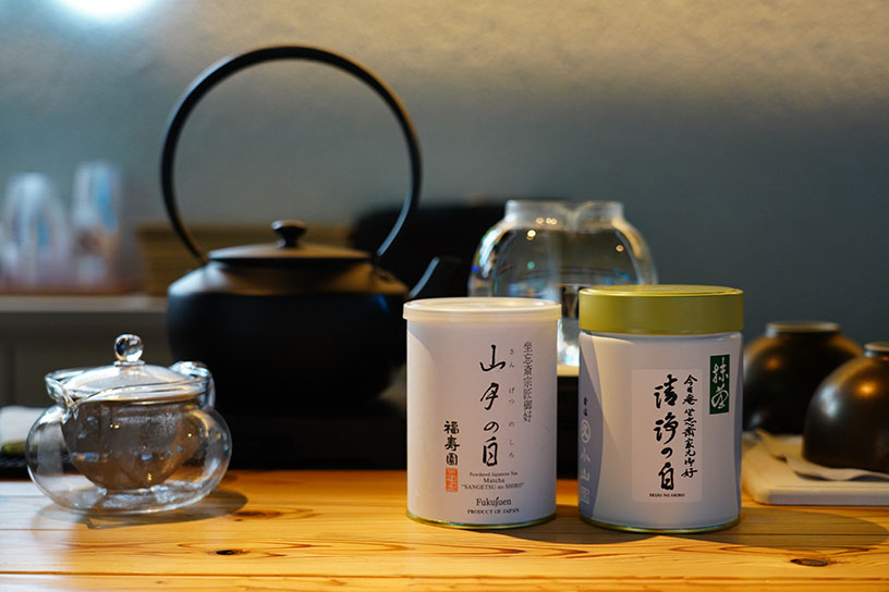 「抹茶エスプレッソ」には、福寿園の「坐忘斎宗匠御好 御抹茶 山月の白」を使用