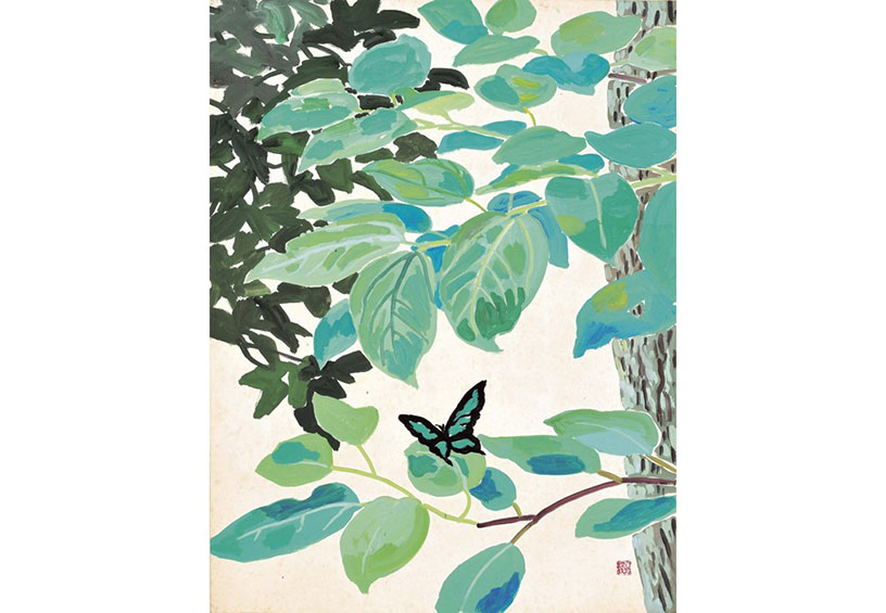 三輪晁勢《アゲハ蝶　鳳来峡》 昭和41年（1966）京都府立堂本印象美術館蔵