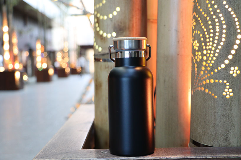 バンブー キャップ付き真空ステンレスボトル