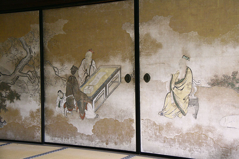 宸殿「九老之間」の襖絵 ※特別な許可を得て撮影しています