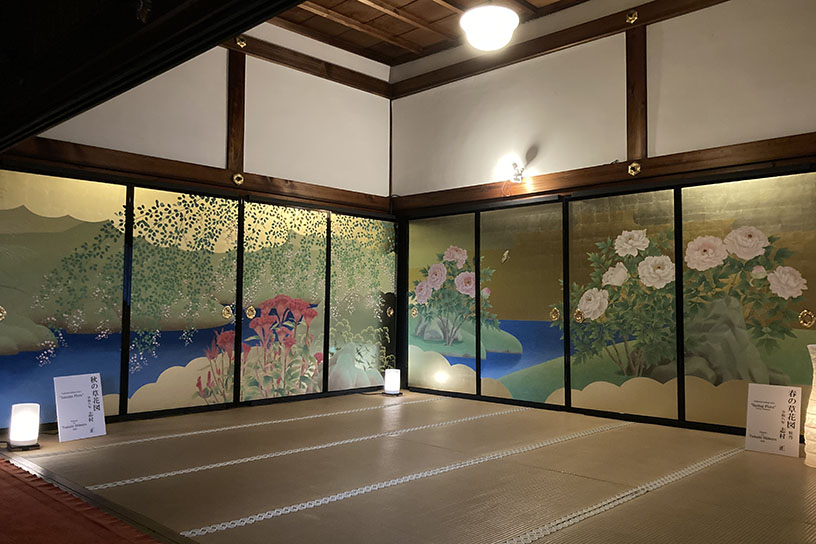 高台寺 客殿に設置予定の襖絵。方丈で先行公開されています