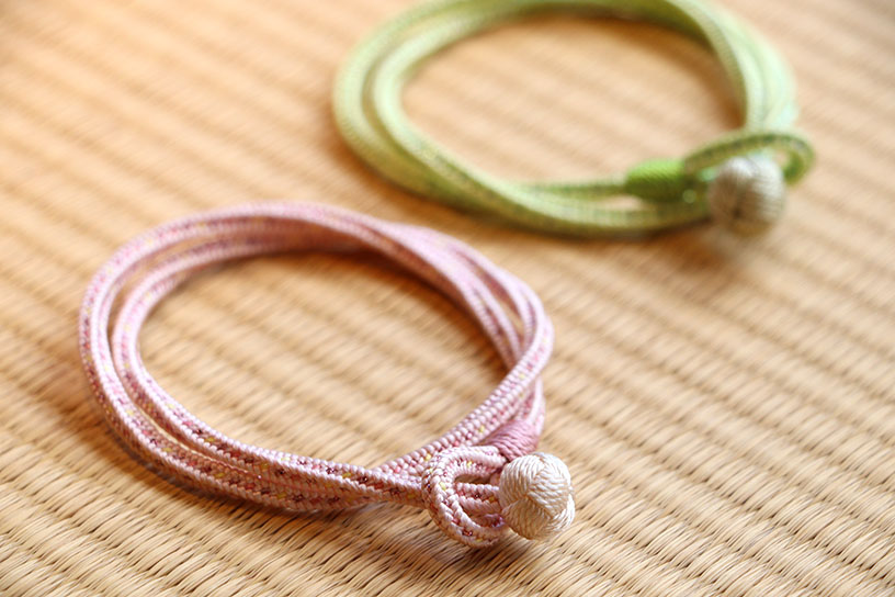 正絹 唐打ち 二重巻きブレスレット 各2,200円