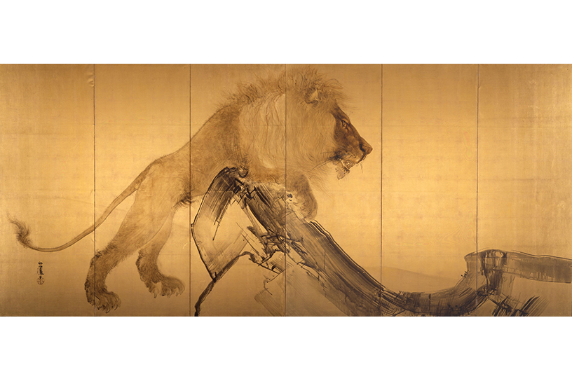 竹内栖鳳「虎・獅子図」（左隻）1901年 三重県立美術館蔵 後期展示