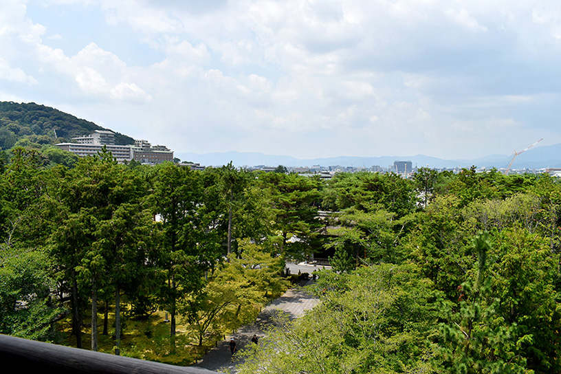 楼上から京都市街を眺める