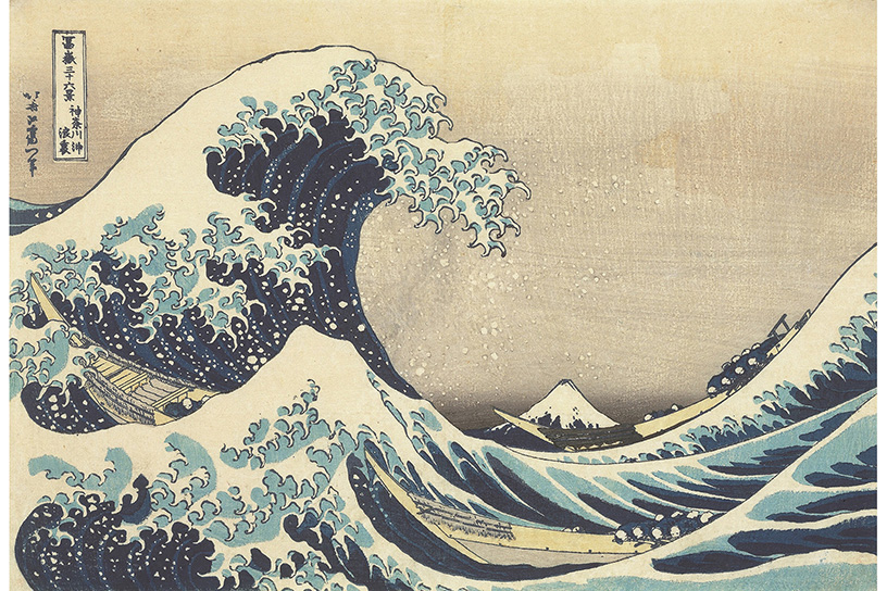 富嶽三十六景 神奈川沖浪裏 葛飾北斎画 江戸時代 天保2年（1831）頃 山口県立萩美術館・浦上記念館所蔵<br/>
 [前期展示※後期は和泉市久保惣記念美術館所蔵品を展示]