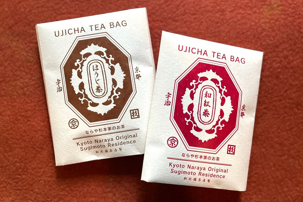 ほうじ茶のティーバッグ（4袋入）500円、和紅茶のティーバッグ（3袋入）500円