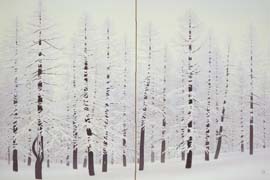 山村秀一　水彩画　【大保】　風景画 、花の2枚 昭和22年　第二回個展出品　福岡 楽天市場】掛け軸 掛軸（かけじく）尺三幅 富士麗浄（鈴村 秀山